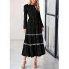 imagePRETTYGARDEN Long Sleeve Dress for Women 2026 Fall Elegant Modest Floral Boho Smocked Flowy Wedding Guest Midi DressesBlack