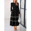 imagePRETTYGARDEN Long Sleeve Dress for Women 2026 Fall Elegant Modest Floral Boho Smocked Flowy Wedding Guest Midi DressesBlack
