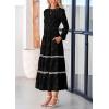 imagePRETTYGARDEN Long Sleeve Dress for Women 2026 Fall Elegant Modest Floral Boho Smocked Flowy Wedding Guest Midi DressesBlack