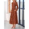 imagePRETTYGARDEN Long Sleeve Dress for Women 2026 Fall Elegant Modest Floral Boho Smocked Flowy Wedding Guest Midi DressesBrick Red