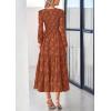 imagePRETTYGARDEN Long Sleeve Dress for Women 2026 Fall Elegant Modest Floral Boho Smocked Flowy Wedding Guest Midi DressesBrick Red