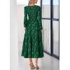 imagePRETTYGARDEN Long Sleeve Dress for Women 2026 Fall Elegant Modest Floral Boho Smocked Flowy Wedding Guest Midi DressesDark Green