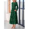 imagePRETTYGARDEN Long Sleeve Dress for Women 2026 Fall Elegant Modest Floral Boho Smocked Flowy Wedding Guest Midi DressesDark Green