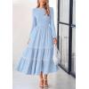 imagePRETTYGARDEN Long Sleeve Dress for Women 2026 Fall Elegant Modest Floral Boho Smocked Flowy Wedding Guest Midi DressesLight Blue