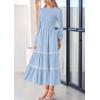 imagePRETTYGARDEN Long Sleeve Dress for Women 2026 Fall Elegant Modest Floral Boho Smocked Flowy Wedding Guest Midi DressesLight Blue