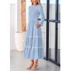 imagePRETTYGARDEN Long Sleeve Dress for Women 2026 Fall Elegant Modest Floral Boho Smocked Flowy Wedding Guest Midi DressesLight Blue