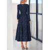 imagePRETTYGARDEN Long Sleeve Dress for Women 2026 Fall Elegant Modest Floral Boho Smocked Flowy Wedding Guest Midi DressesNavy