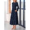imagePRETTYGARDEN Long Sleeve Dress for Women 2026 Fall Elegant Modest Floral Boho Smocked Flowy Wedding Guest Midi DressesNavy
