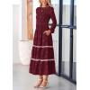 imagePRETTYGARDEN Long Sleeve Dress for Women 2026 Fall Elegant Modest Floral Boho Smocked Flowy Wedding Guest Midi DressesWine Red