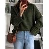 imagePRETTYGARDEN Womens Sweaters Fall 2026 Casual Long Sleeve Crewneck Button Loose Winter Knit Pullover Sweater TopsArmy Green