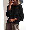 imagePRETTYGARDEN Womens Sweaters Fall 2026 Casual Long Sleeve Crewneck Button Loose Winter Knit Pullover Sweater TopsBlack