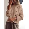 imagePRETTYGARDEN Womens Sweaters Fall 2026 Casual Long Sleeve Crewneck Button Loose Winter Knit Pullover Sweater TopsKhaki