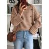 imagePRETTYGARDEN Womens Sweaters Fall 2026 Casual Long Sleeve Crewneck Button Loose Winter Knit Pullover Sweater TopsKhaki