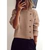 imagePRETTYGARDEN Womens Sweaters Fall 2026 Casual Long Sleeve Crewneck Button Loose Winter Knit Pullover Sweater TopsKhaki