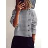 imagePRETTYGARDEN Womens Sweaters Fall 2026 Casual Long Sleeve Crewneck Button Loose Winter Knit Pullover Sweater TopsLight Grey