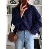 imagePRETTYGARDEN Womens Sweaters Fall 2026 Casual Long Sleeve Crewneck Button Loose Winter Knit Pullover Sweater TopsNavy