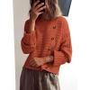 imagePRETTYGARDEN Womens Sweaters Fall 2026 Casual Long Sleeve Crewneck Button Loose Winter Knit Pullover Sweater TopsRust Red