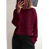 imagePRETTYGARDEN Womens Sweaters Fall 2026 Casual Long Sleeve Crewneck Button Loose Winter Knit Pullover Sweater TopsWine Red
