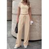 imagePRETTYGARDEN 2 Piece Sets for Women Summer 2026 Spring Lounge Set Matching V Neck Tops Wide Leg Pants Airport Travel OutfitsApricot