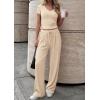 imagePRETTYGARDEN 2 Piece Sets for Women Summer 2026 Spring Lounge Set Matching V Neck Tops Wide Leg Pants Airport Travel OutfitsApricot