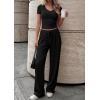 imagePRETTYGARDEN 2 Piece Sets for Women Summer 2026 Spring Lounge Set Matching V Neck Tops Wide Leg Pants Airport Travel OutfitsBlack