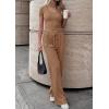 imagePRETTYGARDEN 2 Piece Sets for Women Summer 2026 Spring Lounge Set Matching V Neck Tops Wide Leg Pants Airport Travel OutfitsKhaki