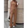 imagePRETTYGARDEN 2 Piece Sets for Women Summer 2026 Spring Lounge Set Matching V Neck Tops Wide Leg Pants Airport Travel OutfitsKhaki