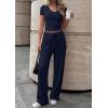 imagePRETTYGARDEN 2 Piece Sets for Women Summer 2026 Spring Lounge Set Matching V Neck Tops Wide Leg Pants Airport Travel OutfitsNavy