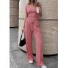 imagePRETTYGARDEN 2 Piece Sets for Women Summer 2026 Spring Lounge Set Matching V Neck Tops Wide Leg Pants Airport Travel OutfitsPink