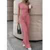 imagePRETTYGARDEN 2 Piece Sets for Women Summer 2026 Spring Lounge Set Matching V Neck Tops Wide Leg Pants Airport Travel OutfitsPink