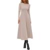 imagePRETTYGARDEN Cocktail Dresses for Women 2026 Elegant Classy Fall Long Sleeve Midi A Line Flowy Modest Winter Party DressApricot