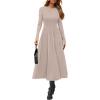 imagePRETTYGARDEN Cocktail Dresses for Women 2026 Elegant Classy Fall Long Sleeve Midi A Line Flowy Modest Winter Party DressApricot