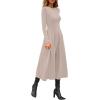 imagePRETTYGARDEN Cocktail Dresses for Women 2026 Elegant Classy Fall Long Sleeve Midi A Line Flowy Modest Winter Party DressApricot