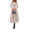 imagePRETTYGARDEN Cocktail Dresses for Women 2026 Elegant Classy Fall Long Sleeve Midi A Line Flowy Modest Winter Party DressApricot