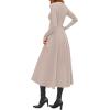 imagePRETTYGARDEN Cocktail Dresses for Women 2026 Elegant Classy Fall Long Sleeve Midi A Line Flowy Modest Winter Party DressApricot