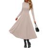 imagePRETTYGARDEN Cocktail Dresses for Women 2026 Elegant Classy Fall Long Sleeve Midi A Line Flowy Modest Winter Party DressApricot