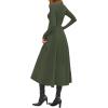 imagePRETTYGARDEN Cocktail Dresses for Women 2026 Elegant Classy Fall Long Sleeve Midi A Line Flowy Modest Winter Party DressArmy Green