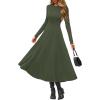 imagePRETTYGARDEN Cocktail Dresses for Women 2026 Elegant Classy Fall Long Sleeve Midi A Line Flowy Modest Winter Party DressArmy Green