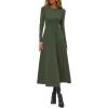 imagePRETTYGARDEN Cocktail Dresses for Women 2026 Elegant Classy Fall Long Sleeve Midi A Line Flowy Modest Winter Party DressArmy Green