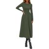 imagePRETTYGARDEN Cocktail Dresses for Women 2026 Elegant Classy Fall Long Sleeve Midi A Line Flowy Modest Winter Party DressArmy Green