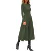 imagePRETTYGARDEN Cocktail Dresses for Women 2026 Elegant Classy Fall Long Sleeve Midi A Line Flowy Modest Winter Party DressArmy Green