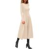 imagePRETTYGARDEN Cocktail Dresses for Women 2026 Elegant Classy Fall Long Sleeve Midi A Line Flowy Modest Winter Party DressBeige