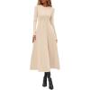 imagePRETTYGARDEN Cocktail Dresses for Women 2026 Elegant Classy Fall Long Sleeve Midi A Line Flowy Modest Winter Party DressBeige