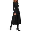 imagePRETTYGARDEN Cocktail Dresses for Women 2026 Elegant Classy Fall Long Sleeve Midi A Line Flowy Modest Winter Party DressBlack