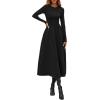 imagePRETTYGARDEN Cocktail Dresses for Women 2026 Elegant Classy Fall Long Sleeve Midi A Line Flowy Modest Winter Party DressBlack