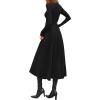 imagePRETTYGARDEN Cocktail Dresses for Women 2026 Elegant Classy Fall Long Sleeve Midi A Line Flowy Modest Winter Party DressBlack
