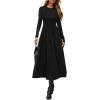 imagePRETTYGARDEN Cocktail Dresses for Women 2026 Elegant Classy Fall Long Sleeve Midi A Line Flowy Modest Winter Party DressBlack