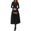 imagePRETTYGARDEN Cocktail Dresses for Women 2026 Elegant Classy Fall Long Sleeve Midi A Line Flowy Modest Winter Party DressBlack
