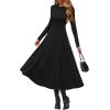 imagePRETTYGARDEN Cocktail Dresses for Women 2026 Elegant Classy Fall Long Sleeve Midi A Line Flowy Modest Winter Party DressBlack