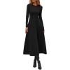 imagePRETTYGARDEN Cocktail Dresses for Women 2026 Elegant Classy Fall Long Sleeve Midi A Line Flowy Modest Winter Party DressBlack